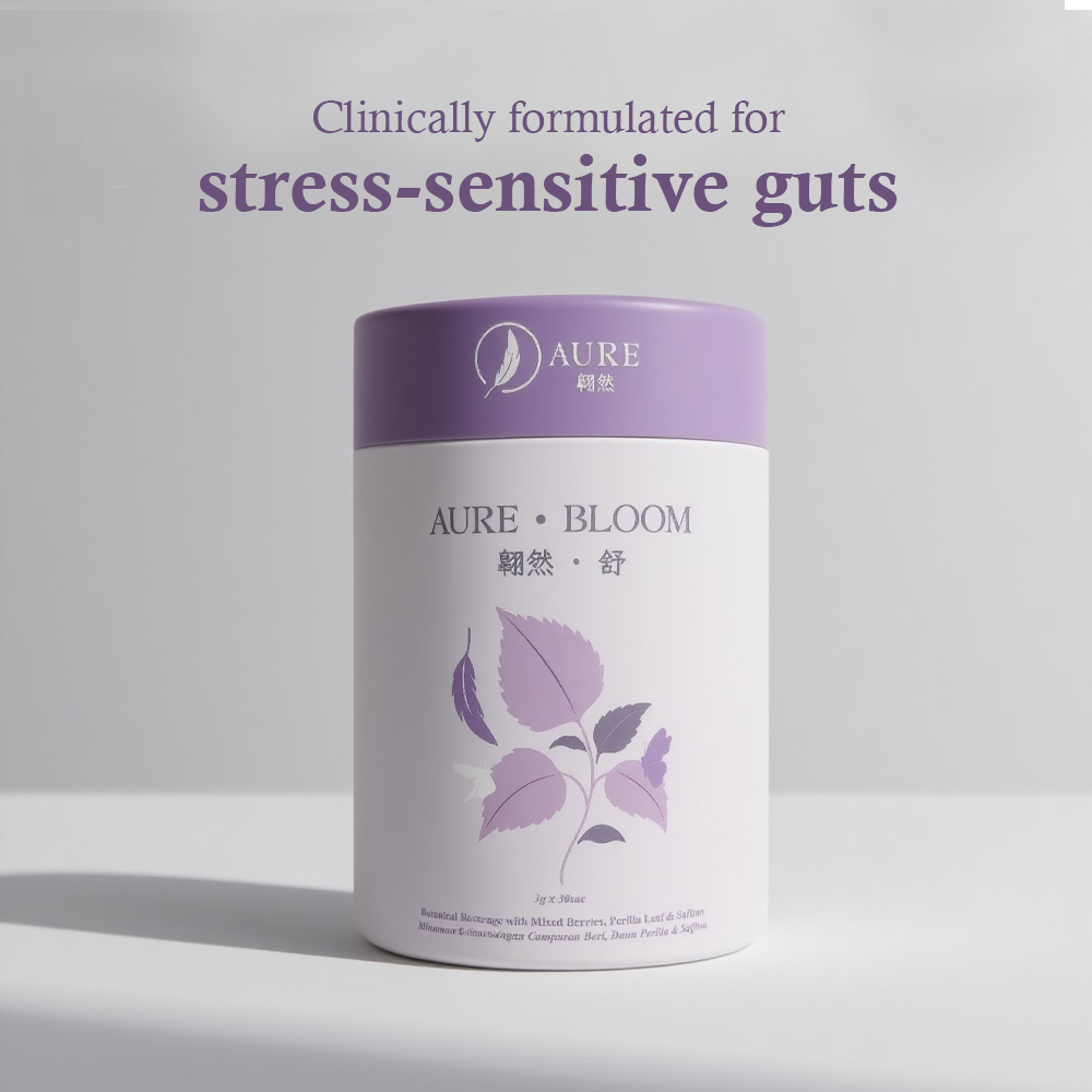 Aure BLOOM Gut Health Powder for Chronic Gastrointestinal Discomfort, Bloating & Stress (30 sachets)